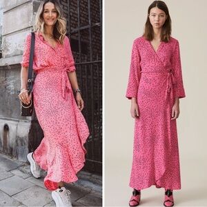 Ganni Pink Wrap Dress
